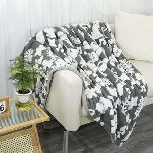 Custom Sherpa <b>Throw</b> Blanket for Couch <b>Grey</b> Snowflakes Blanket, Premium Microfiber,Soft Touch, Plush Fluffy, Warm Cozy - Product Image 3