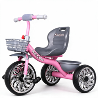 KiddyBoo Hazır Stokta Çok Renkli Sağlam Çocuk Üç Tekerlekli Bisikleti Krom Tellerli Tekerlekler ve Çift Sepetli 1-4 Yaş Çocuklar İçin