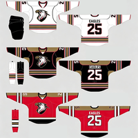 Maillot de hockey sur glace personnalisé imprimé par sublimation, logo cousu durable, uniforme professionnel pour les matchs officiels, maille en polyester