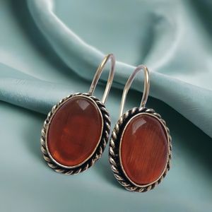 Pendiente de plata esterlina con piedras preciosas marrones de calidad superior Vintage, joyería de moda chapada en oro para mujer, regalo para bodas y fiestas - Product Image 4