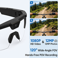 Lunettes de sport avec caméra intégrée 120 °   Lunettes de soleil avec caméra grand angle pour les sports de plein air et le vlogging, contrôle WiFi et par application pour le cyclisme, la randonnée