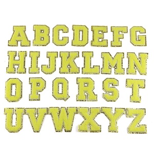 Vendita calda oro glitterato bordo ricamato di lusso in ferro su Patch alfabeto universitario di 8 cm <span class=keywords><strong>lettere</strong></span> a a Z in feltro Applique ciniglia Patch - Product Image 5