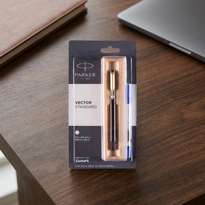 Stylo à bille Parker Vector Standard avec finition dorée, lot de 3, encre bleue/noire, design ergonomique, conçu pour une écriture prolongée - Product Image 3