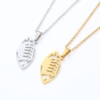 Nouveau Pendentif Rugby Creux En Acier Inoxydable Mignon Chaînes De Cuivre Clé Fleur Cadeau Religieux Diamant Zircon Sport Collier