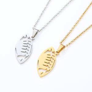 Nuevo colgante de Rugby hueco de acero inoxidable lindas cadenas de cobre llave flor regalo religioso diamante circón collar deportivo - Product Image 1