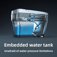 WC intelligent monobloc entièrement automatique avec levage automatique du couvercle, réservoir d'eau, bidet électrique, télécommande, séchage et siège chauffant