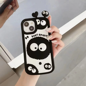 Carino <span class=keywords><strong>nero</strong></span> sfere di carbone 3D occhio in Silicone custodia per telefono cellulare per <span class=keywords><strong>iPhone</strong></span> 16 15 14 13 12 Pro Max <span class=keywords><strong>cuore</strong></span> Cartoon Cover posteriore antiurto - Product Image 5