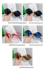 ビンテージ金属フレームシェードメガネ楕円形サングラスHdサンシェードUv不規則な猫アイウェアLentes De Sol - Product Image 4