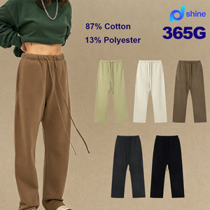 Pantaloni a gamba dritta casual ecologici stile street americano con coulisse a vita media, 365g, collezione <span class=keywords><strong>Autunno</strong></span> 2026 - Product Image 1