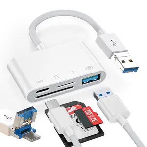 otg Kartenleser für Telefon Pad PC, 6 in 1 TF/Micro SD/SD Karte USB Lightnin Leser für Telefon Adapter