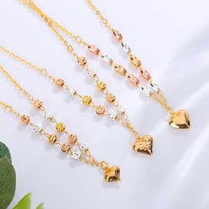 Collier de prière en perles de tungstène pour femmes Tian Mao <span class=keywords><strong>Dan</strong></span>, fait à la main, pendentif en forme de cœur, chaînes en cuivre, cadeau d'anniversaire, plaqué or - Product Image 1