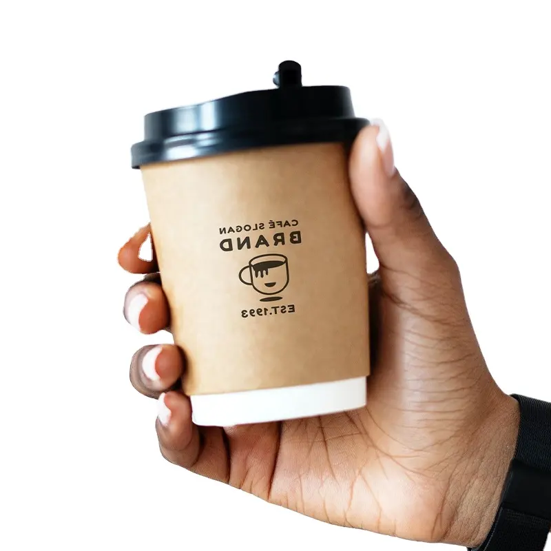 Food Grade Paper Cup Custom Embossed Double Walled Disposable Coffee Paper Cup For Hot Drinks