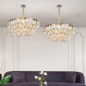 Hangende hanglampen hotel woonkamer moderne armaturen luxe heldere led kristallen bladvormige kroonluchter - Product Image 4