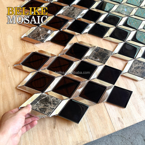 Tinh tế tối emperador Tính năng khảm tường gạch claret giai điệu hình thoi thủy tinh bằng đá cẩm thạch opluence trang trí nội thất giọng backspace bao gồm - Product Image 3