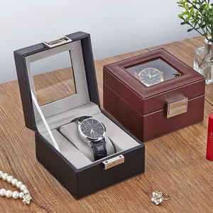 European American PU Leather <b>Stitched</b> Flip <b>Watch</b> Box Luxury Wristwatch Storage Display Gift Box Wholesale - Product Image 1