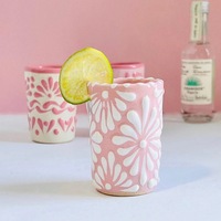 Verre à liqueur en céramique de style Talavera mexicain, verre à gin, verre à tequila, verre à motif floral peint à la main