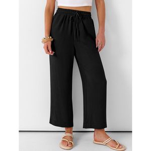 FOXA Pantalon Capri Femme Ample Taille Haute en Lin et Coton Respirant avec Poches – Idéal Été, Plage et Tenues Décontractées - Product Image 5