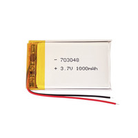Baterai Lithium Ion Polymer 703048 3.7V 1000mAh LP703048 Baterai Lipo Isi Ulang Dengan Kabel
