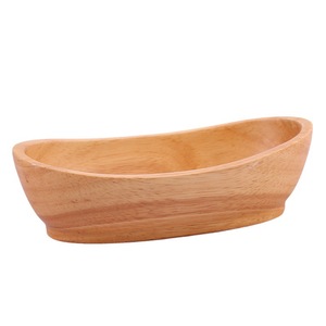 Tazón de madera de caucho Hongtai con forma de barco, 20x12.5x4.5cm, madera maciza para hotel, café, té, uso doméstico - Product Image 5