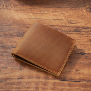 Hot bán biểu tượng tùy chỉnh Crazy Horse người đàn ông chính hãng da bò da phong cách đơn giản làm bằng tay đầy đủ Hạt Da Quà Tặng RFID mở ngắn - Product Image 6