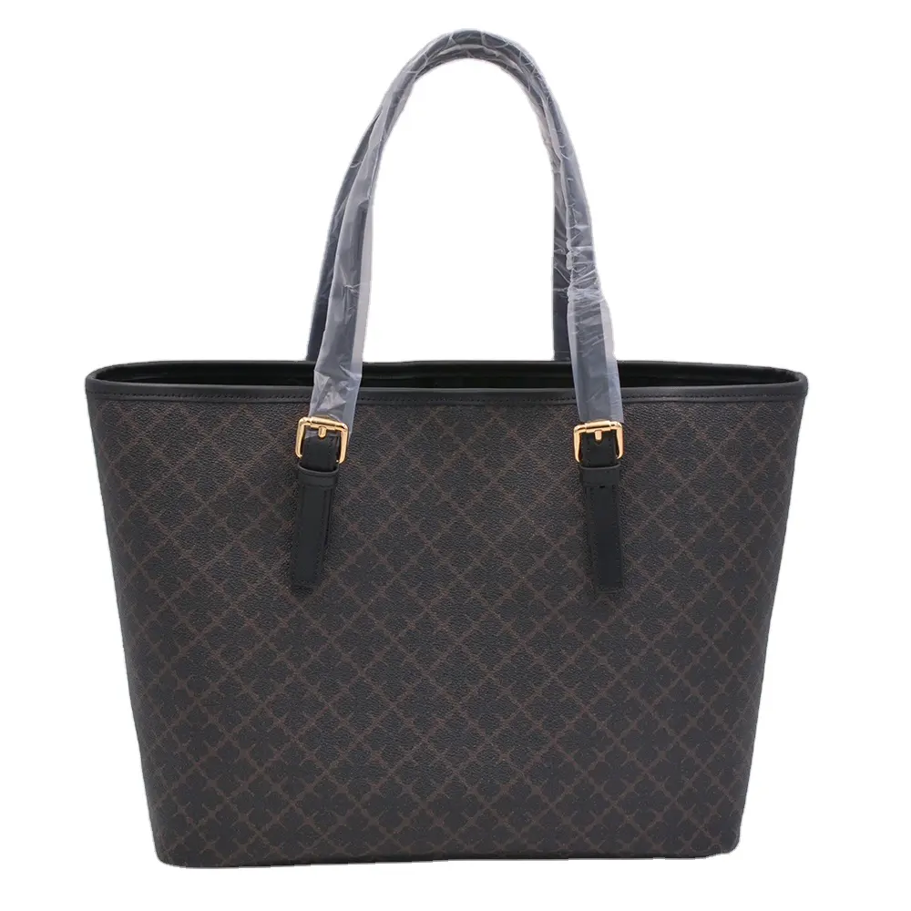 Fashion famous brand designer black tote purse women handbags high end PVC material ladies bag