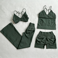 Ensemble de sport sans couture pour femme : haut et pantalon évasé effet scrunch pour fitness et yoga
