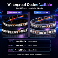 Tira de LED APA102 SK9822 RGB direccionable SMD5050 DC5V 60 LEDs por metro con datos de reloj de 4 hilos para sistema de iluminación de píxeles de escenario