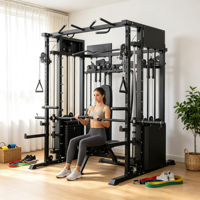 Rack de musculation réglable en acier avec chargeur de plaques et machine Smith pour exercices des bras, du torse, des jambes et du dos - Équipement de gym à domicile
