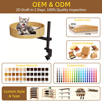Hauteur réglable 360° °   Mobilier d'intérieur rotatif en bois pour chat, lit de bureau pour petit espace, avec accessoires pour animaux de compagnie