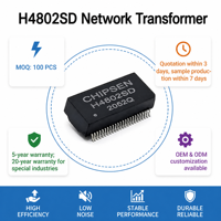 H4802SD SMT 48 broches 1000 Base-T Gigabit LAN Filtre d'intégrité du signal Inducteur de puissance CMS Inducteur de carte mère Inducteur de puce