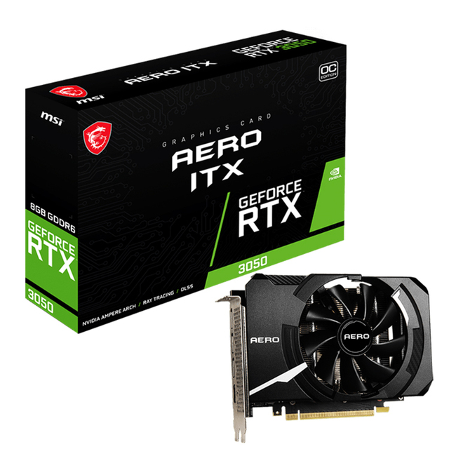 Used MS'I GeForce RTX 3050 AERO ITX 8G OC Gaming Graphic Card with 8GB GDDR6 Memory Supports Overclock
