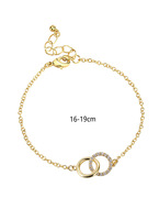 Elegante Brazalete de Zirconia con Diseño Geométrico de Doble Círculo Estilo Bohemio, Chapado en Oro de 18K, Joyería Unisex