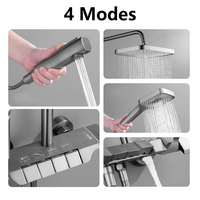 Ensemble de douche noir mat mural avec système de robinetterie de bain, barre coulissante, mitigeur à poignée unique, pommeau de douche rectangulaire à jet doux pour usage hôtelier