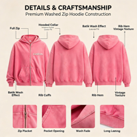 Hoodie Zipper Pria Vintage Bahan Terry Cotton, Sweatshirt Warna Solid Retro, Jaket Streetwear Musim Gugur Musim Dingin untuk Pasangan, OEM Custom