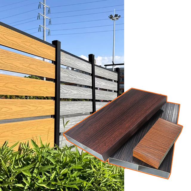 Custom Made Industrial Aluminum Fence Profile Extruded 6063 Alloy with 3D Modeling Services Wood Grain Surface Modern Style