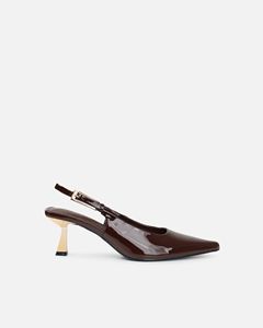 Zapatos de Tacón Alto Tipo Stiletto de Charol Marrón <span class=keywords><strong>Chocolate</strong></span> para Mujer, Zapatos de Tacón Bajo con Punta en Pico y Tira Trasera - Product Image 4