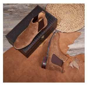 Bottes <span class=keywords><strong>Chelsea</strong></span> classiques décontractées pour hommes en daim, faites à la main, à cheville courte, semelle en caoutchouc, à enfiler, respirantes - Product Image 2