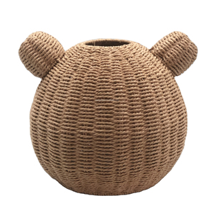 Easy Fit Funny Rattan Teddy Bear Shaped Woven <strong>Paper</strong> Kids Bedroom <strong>Light</strong> <strong>Shade</strong> - Product Image 1