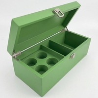 Boîte de luxe personnalisée haut de gamme pour 4 capsules de café Nespresso, emballage en bois laqué vert mat, artisanat pour hôtels