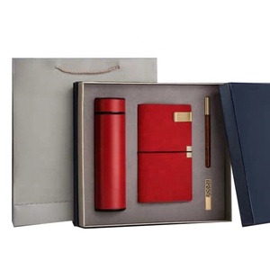 Juego personalizado de oficina para regalar diario cuaderno con botella A6 cuaderno de cuero negro con bolígrafo y USB - Product Image 4