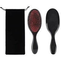 Brosse démêlante personnalisée avec logo pour cheveux bouclés fins, anti-frisottis, à poils de sanglier et nylon, pour femmes