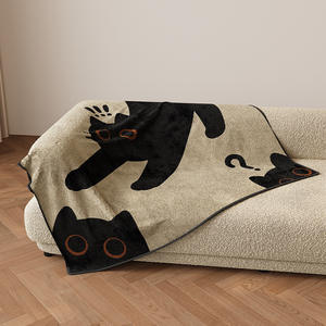 ผ้าห่มลายการ์ตูนแมวน่ารัก รูปทรงสี่เหลี่ยมผืนผ้า หนานุ่ม อุ่นสบาย ผลิตจากผ้าฟลีซ เหมาะสำหรับใช้ในฤดูหนาว หรือใช้เป็นผ้าห่มสำหรับงีบหลับในออฟฟิศ - Product Image 5