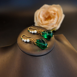 ชุดต่างหูสร้อยคอจี้พู่ระย้ารูปดอกไม้สี<span class=keywords><strong>เขียว</strong></span>ขนาดใหญ่ประดับพลอยเทียมคริสตัลเครื่องประดับแฟชั่น - Product Image 4