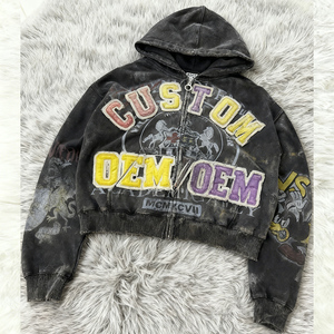 เสื้อฮู้ดดี้ผู้ชายสไตล์ฮิปฮอป ผ้าหนา 400gsm แบบทำสีซีดจางสไตล์วินเทจ  งานปักลายดิจิตอล DGT  ล้างสีแบบ Acid Wash  รับผลิตตามแบบ OEM - Product Image 2
