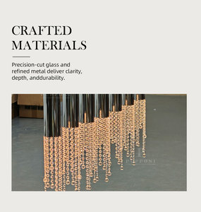 Lustre suspendu linéaire en cristal chromé pour hôtel et maison, avec pampilles et perles, idéal pour salle à manger - Product Image 2