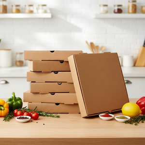 กล่องพิซซ่าแบบใช้แล้วทิ้ง คุณภาพสูง ผลิตจากวัสดุรีไซเคิล ลอนหนาพิเศษ พร้อมหูหิ้ว สำหรับบรรจุภัณฑ์อาหารแบบนำกลับบ้าน - Product Image 3