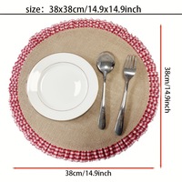 Alas Makan Bulat Linen Elegan Hitam Putih Geometris Berumbai Insulasi Modern Untuk Penggunaan Luar Ruangan Dekoratif Meja Renda Grosir