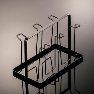 Colgador de tazas de vidrio con bandeja, escurridor de doble capa, forma cuadrada, almacenamiento invertido para tazas de té de sala de estar, tamaño L, tapa metálica - Product Image 2