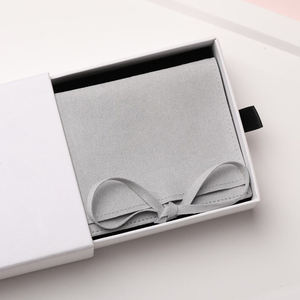 Free Samples Custom Logo Microfiber Packaging for Small <b>Necklace</b> Velvet and Suede Jewellery <b>Box</b> with Button Pouch Bag - Product Image 6