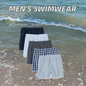 High Quality <b>Men's</b> Boxer <b>Shorts</b> Elastic Waist Button Fly Cotton Casual <b>Lounge</b> <b>Shorts</b> Private Label OEM Supplier - Product Image 2